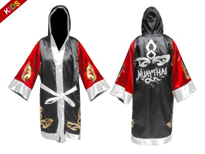 Customized Kanong Kids Muay Thai Robe : KNFIRKID-143-Red-Black