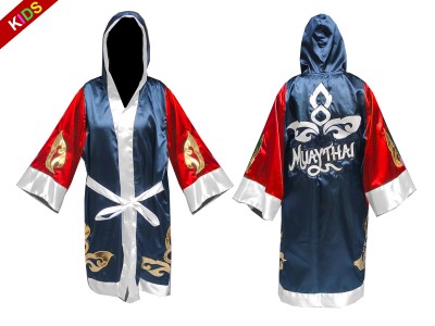 Customized Kanong Kids Muay Thai Robe : KNFIRKID-143-Red-Navy