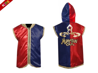 Personalised Kids Muay Thai Hoodies : KNHODKID-121-Red-Navy