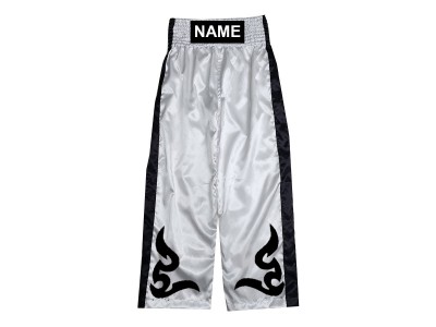 Custom design  Kickboxing Pants : KNPANTS-002-White