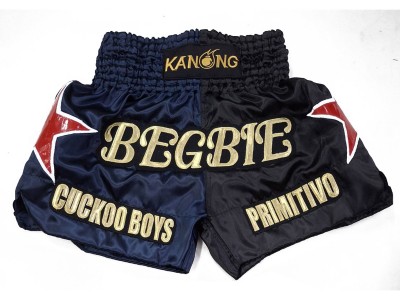 Custom Muay Thai Shorts : KNSCUST-1264-Navy-Black