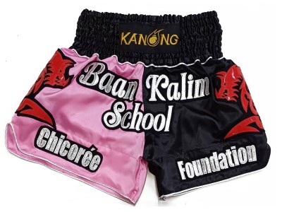 Custom Muay Thai Shorts : KNSCUST-1277-Pink-Black
