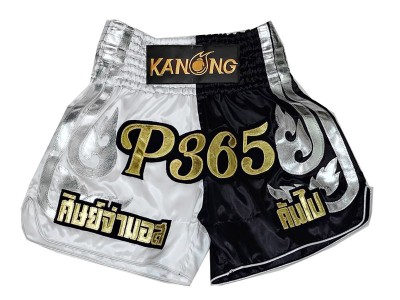 Custom Muay Thai Shorts : KNSCUST-1287-White-Black