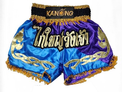 Custom Muay Thai Shorts : KNSCUST-1292-Skyblue-Purple