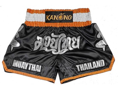 Custom Muay Thai Shorts with name : KNSCUST-1293-Black