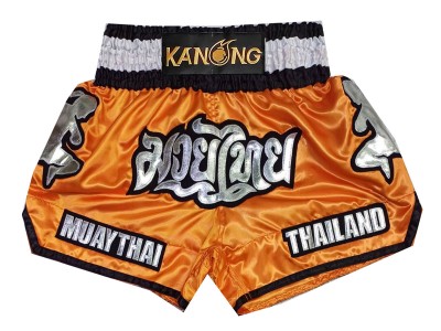 Custom Muay Thai Shorts with name : KNSCUST-1293-Orange