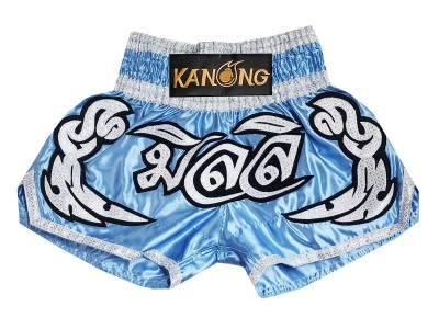 Custom Muay Thai Shorts with name : KNSCUST-1294-LightBlue