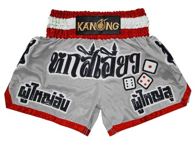Custom Muay Thai Shorts with name : KNSCUST-1299-Grey