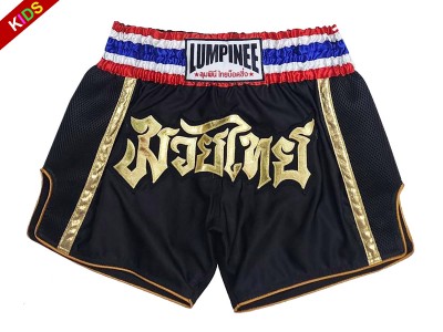 Lumpinee Kids Muay Thai Shorts : LUMRTO-006-Black-K