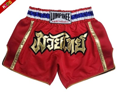 Lumpinee Kids Muay Thai Shorts : LUMRTO-006-Red-K