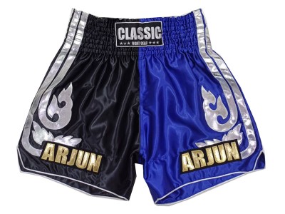 Customized Muay Thai Shorts : KNSCUST-1243-Black-Blue