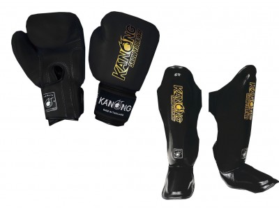 Kanong Boxing Gloves and Shin Pads : Black