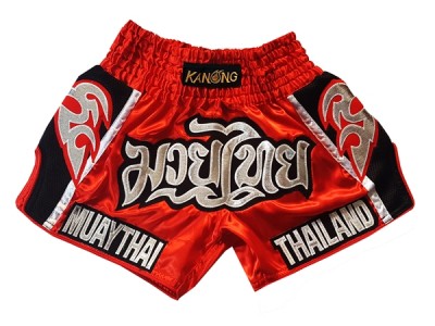 Kanong Kids Retro Muay Thai  Shorts : KNSRTO-207-Red