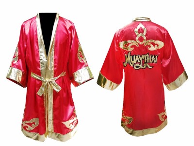 Customized Kanong Kids Muay Thai Robe : Red Lai Thai