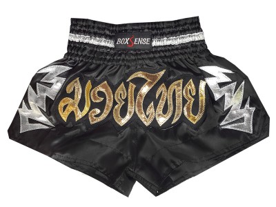 Boxsense Kids Muay Thai Boxing Shorts : BXSKID-010-Black