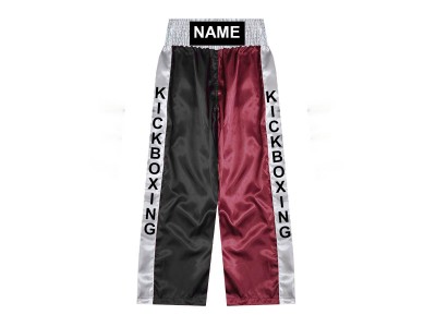 Custom Kickboxing Pants : KNPANTS-001-Black-Maroon