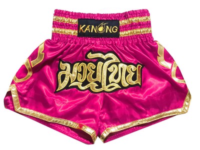 Kanong Muay Thai Shorts for Kids : KNS-121-DarkPink-K