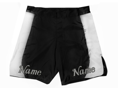 Custom MMA shorts with name or logo : Black-White