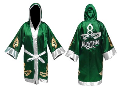 Custom Green Boxing Robe with hood : KNFIR-143-Green