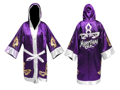 Custom Purple Boxing Robe with hood : KNFIR-143-Purple